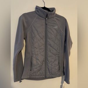 New Balance fleece jacket full zip gray padded detail on front NWT